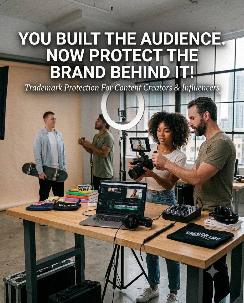 content creators in a studio, picture for Zala IP Law blog
